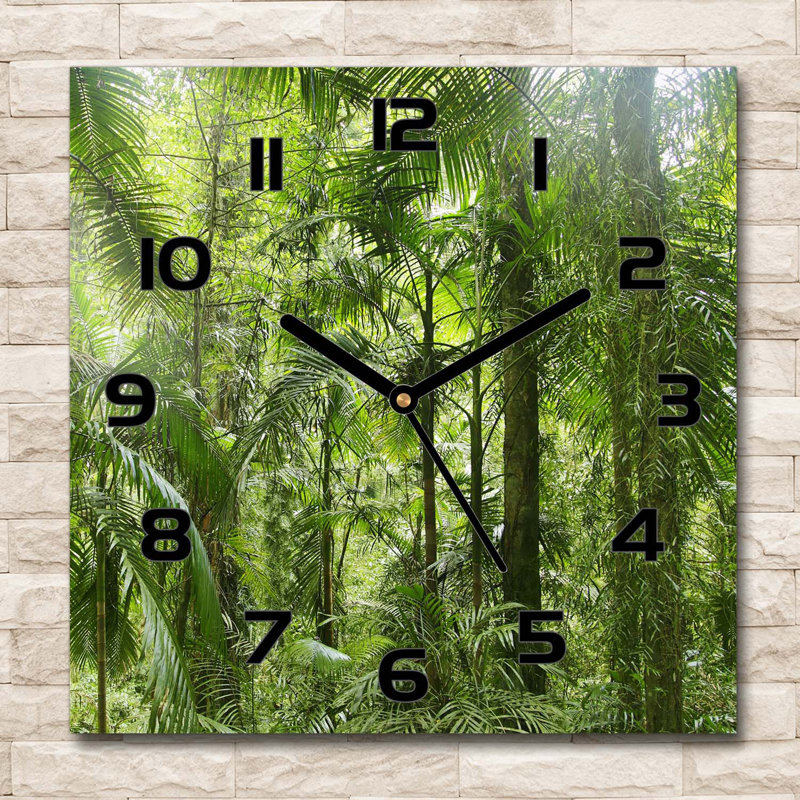 Harmehar Glass Wall Clock, Black/Green