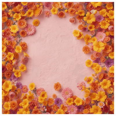 Édredon orange et fleurs roses