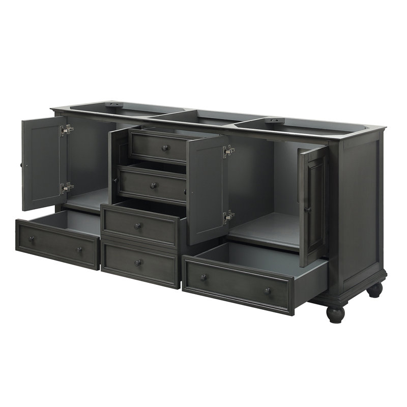 Base de meuble-lavabo double 72 po Magruder, Glacis gris anthracite