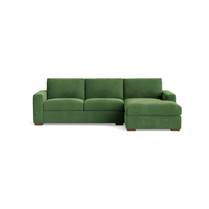 Couch Potato Chaise Sectional, Right Hand Facing, Performance Velvet - Ivy