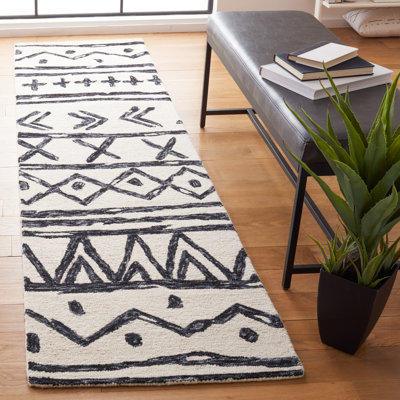 Tapis en laine et coton touffeté à la main Gober avec latex Southwestern