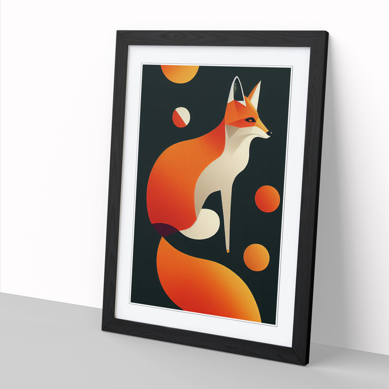 FRM-V0523-1041X Fox Surrealism - Single Picture Frame Print, 34cm H x 25cm W x 2cm D, Oak Framed