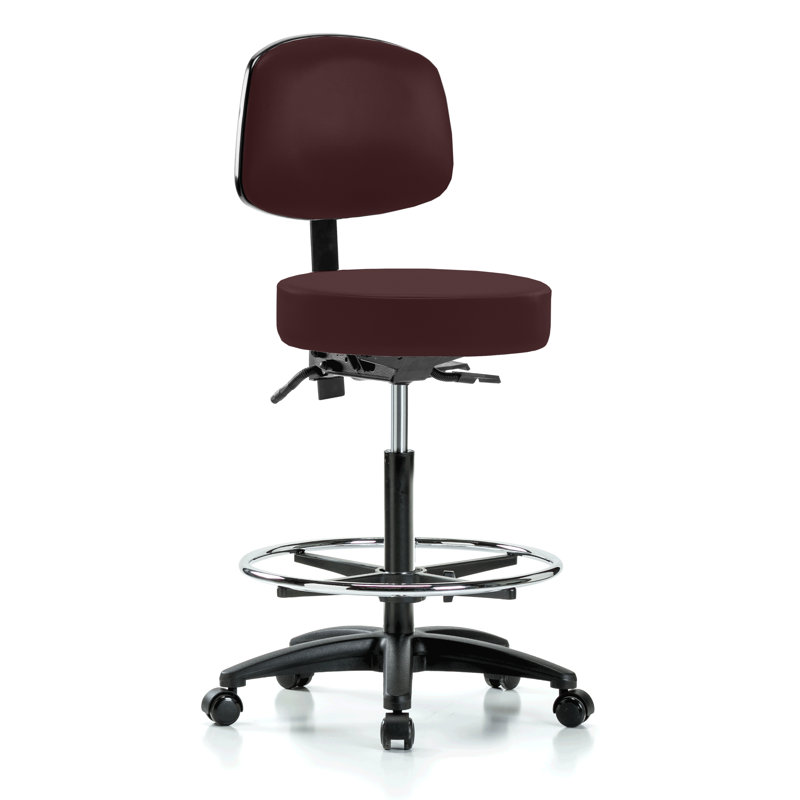 Tabouret de médecin à hauteur ajustable avec dossier et repose-pieds Gustav PERCH Walter | Hauteur du banc élevé: 25 à 35 po