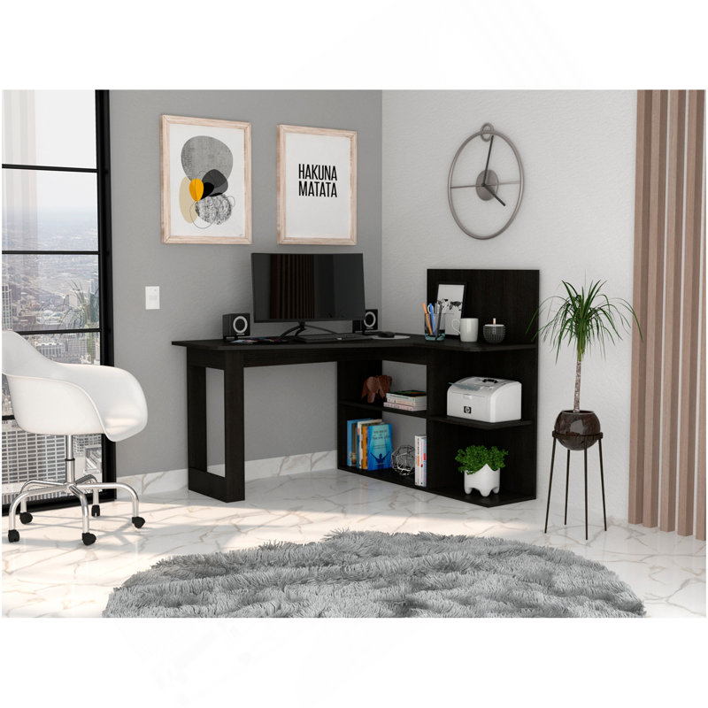 Bureau d'écriture, cinq tablettes ouvertes - noir, Black