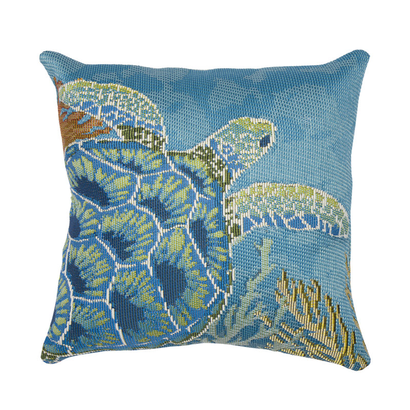 Marina Seaturtle Garden Indoor/Outdoor Blue Square Throw Cushion Cover
