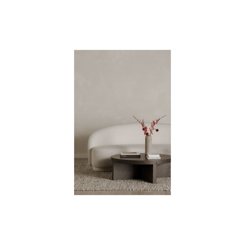 82.25" Round Arm Curved Loveseat, White Boucle