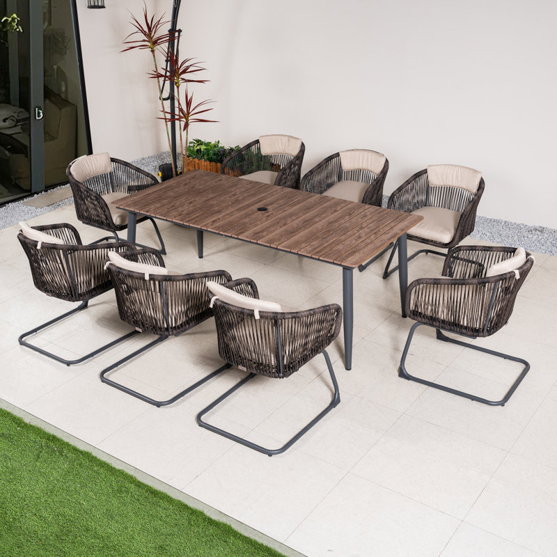 Ensemble repas extérieur pour 8 personnes avec coussins 8 personnes