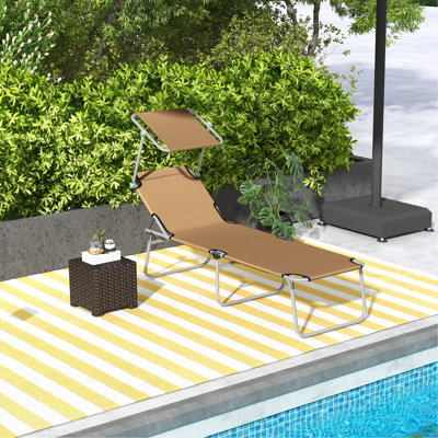 Beach Stable Sun Chair With Foldable Function - Tan Lounge Shade And Adjustable