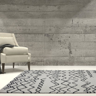 Jacoby Chevron Ivory/Black Area Rug