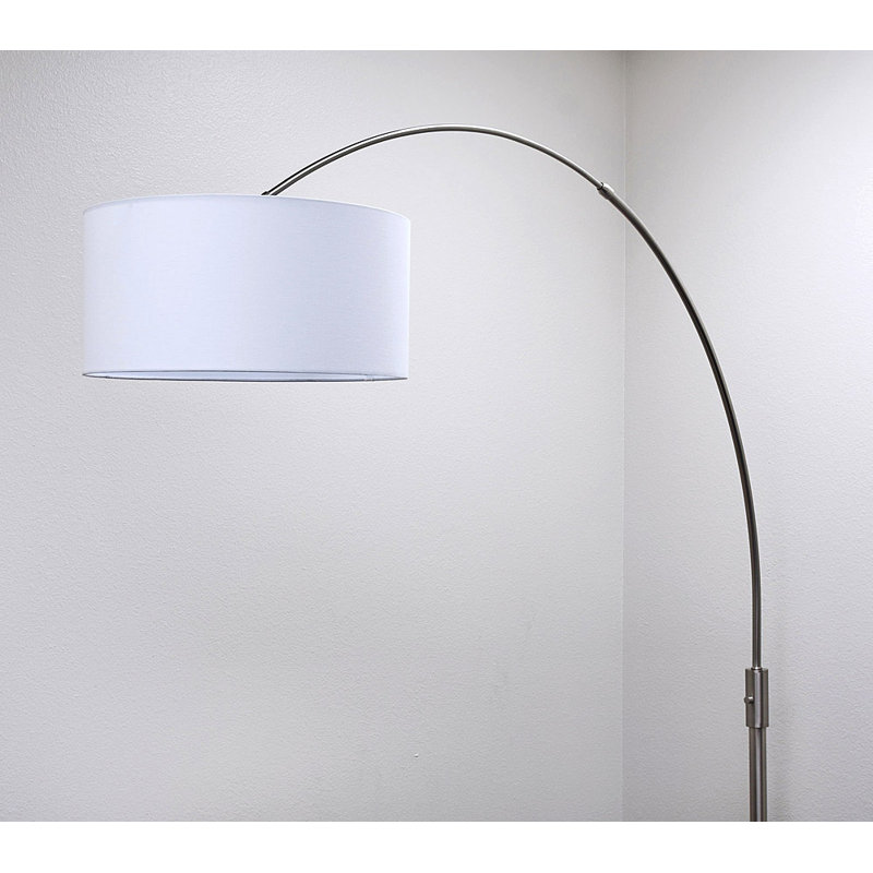 Lampe sur pied arquée 82 po Garris, Blanc, Nickel brossé