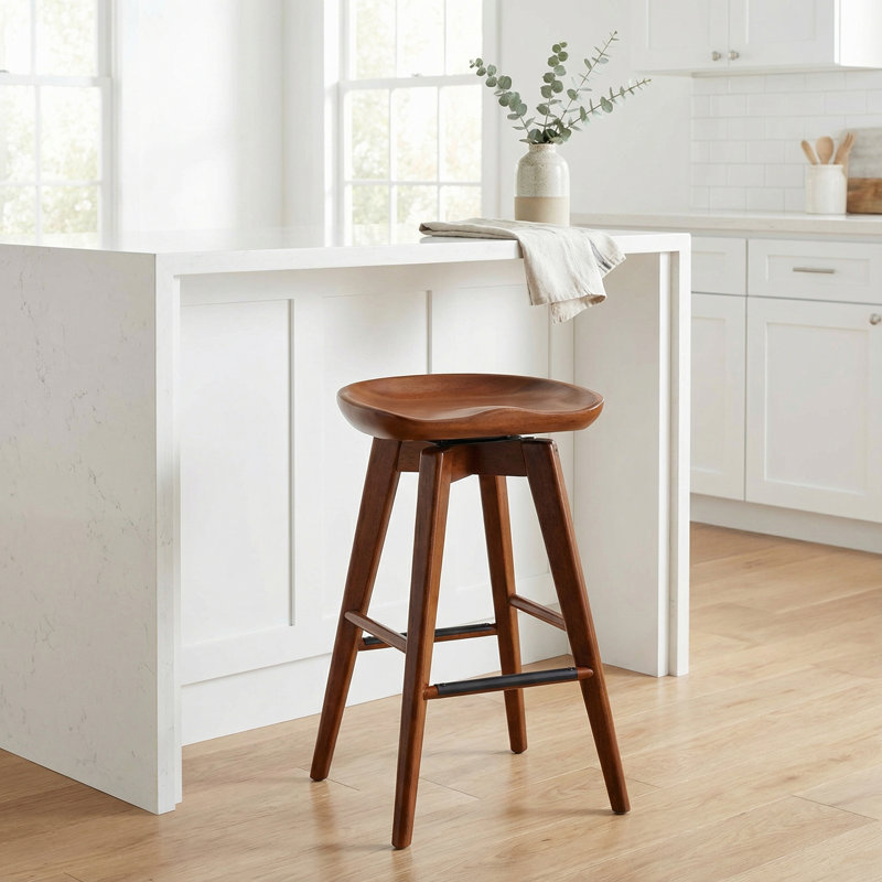 Tabouret de bar et de comptoir Saunderstown, Tabouret de comptoir (siège d'une hauteur de 24,5, Noyer