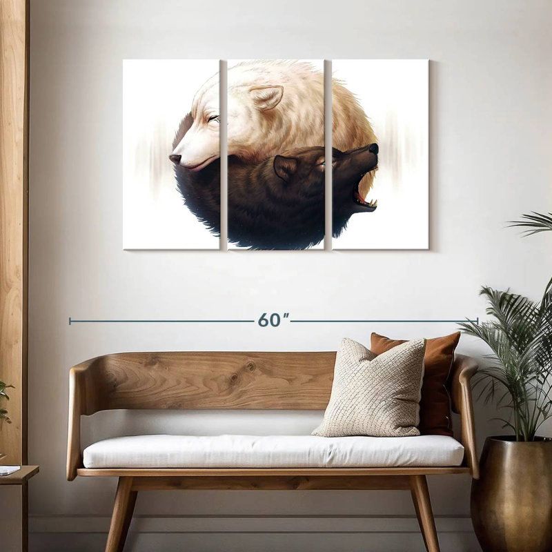 Yin And Yang Wolves, 28" H x 45" W