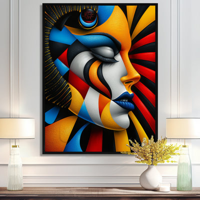 Essential Red Yellow & Blue Geometric Portrait II - Abstract Portraits Wall Art Living Room