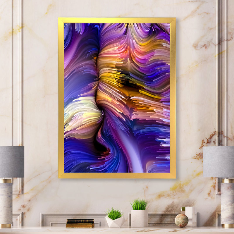 Élégance de liquide Art IV - art mural moderne sur toile, H 12 po x l 8 po x P 1 po, Cadre doré