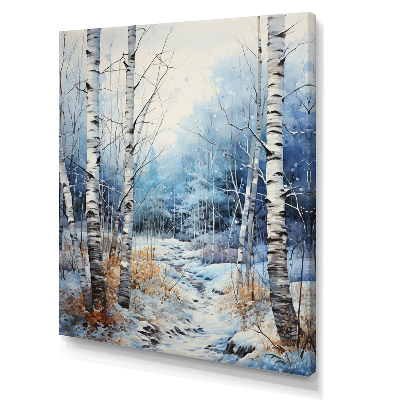 Virgus Birch Woods Winter Moonrise III, H 20 po x l 12 po x P 1 po, Toile tendue