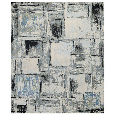 Handmade Silk and Wool Abstract Area Rug
