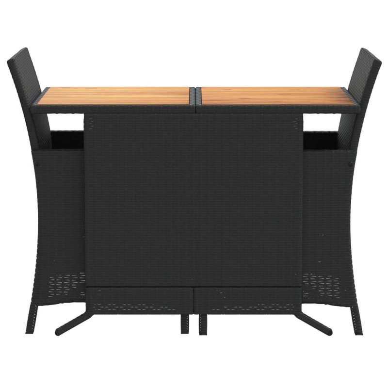 Vidaxl 3 Piece Bistro Set With Cushions Poly Rattan, Black/Cream White/Brown