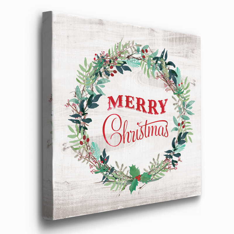 "Merry Christmas", reproduction d’art textuel sur toile tendue, H 40 po x l 40 po x P 1 po