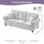 Canapé 86 po moderne à 3 places avec accoudoirs roulés et garniture cloutée, canapé rembourré en chenille avec pieds en bois massif pour salon et appartement (capacité de 700 lb)-1833374042-1833374046-1833374044
