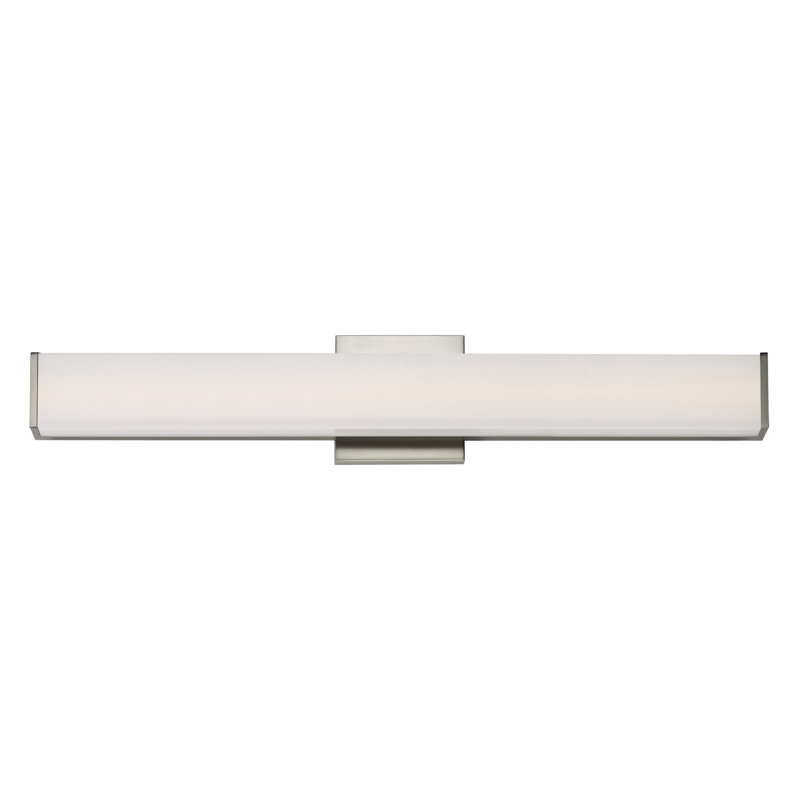 30" Satin Nickel and White Glass LED Vanity Light