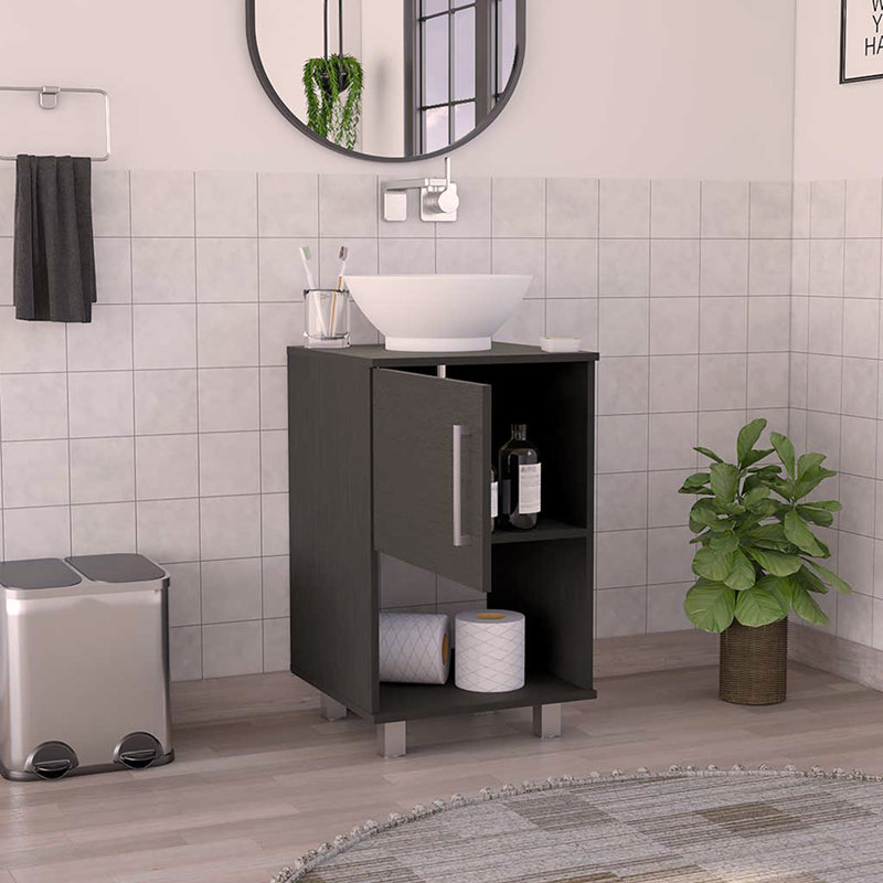 18" Single Bathroom Vanity with One Open Shelf and Single Door Cabinet