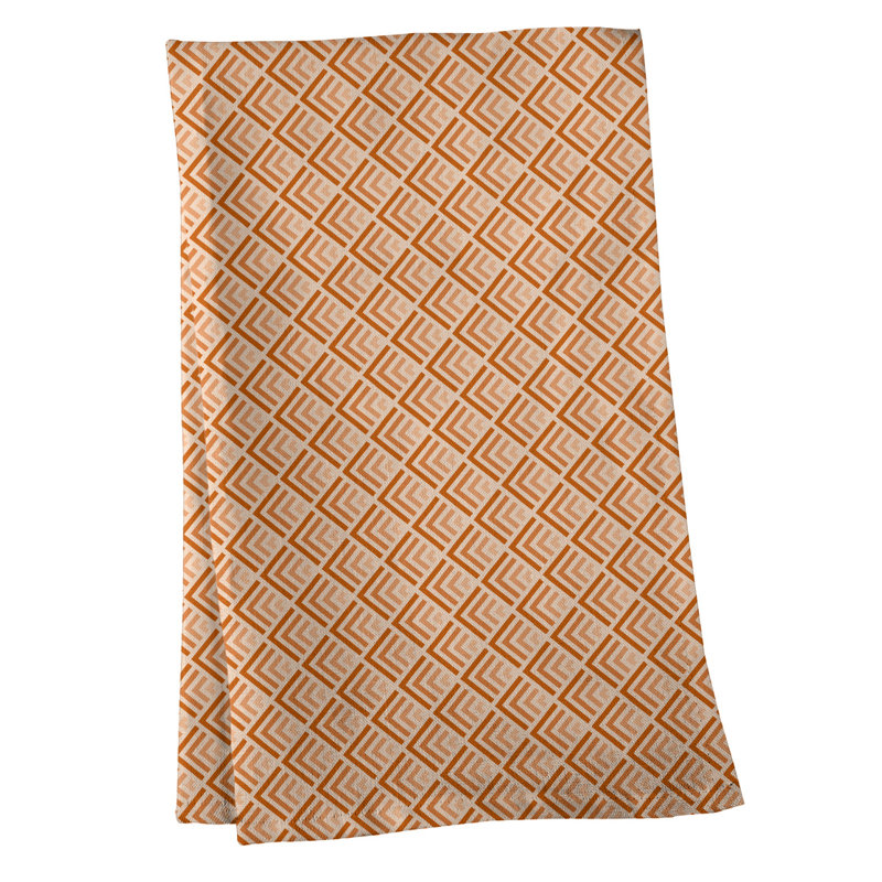 Serviette de thé à motif géométrique, Sergé de coton, Orange clair