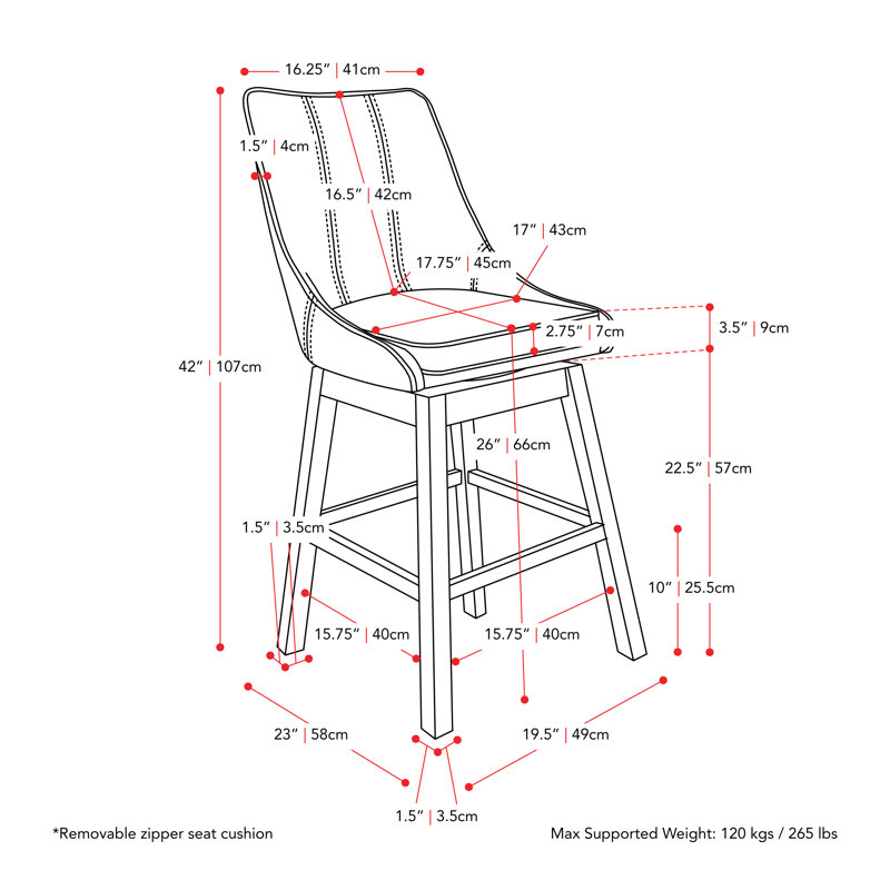 Tabouret de bar moderne en tissu, ensemble de 2, Beige