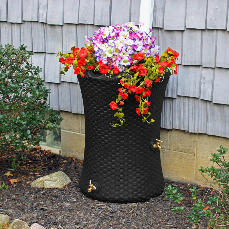 Baril d'eau de pluie 50 gallons Impressions, Noir