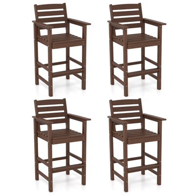 Patio Bar Stools Set of 4 Tall Adirondack Chair w/ Backrest Armrests & Footrests by Hokku Designs
