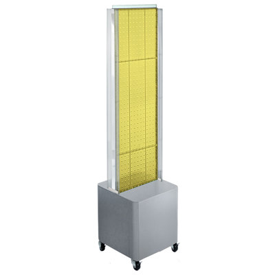 Two-Sided Pegboard Floor Display on Studio Base w/ C-Channels. Panel Size: 13.5"W x 44"H