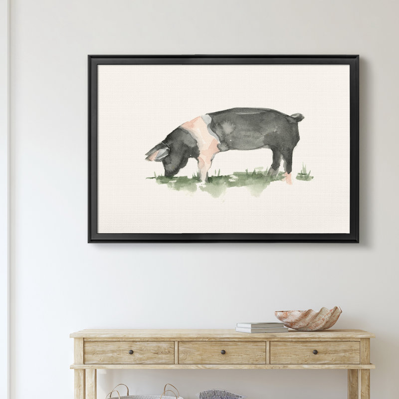«Grazing Farm Animal IV», impression sur toile encadrée, H 30,5 po x l 42,5 po x P 1,5 po, Noir