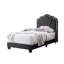 Lit simple Roxy, laine gris anthracite, éclairage DEL, tête de lit rembourrée-117559787