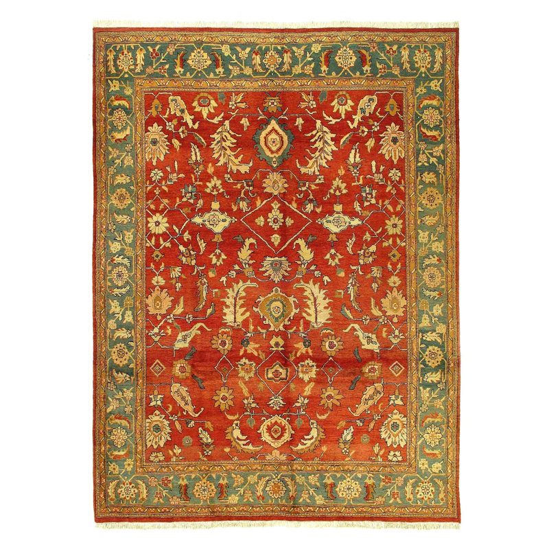 Tapis jaune / bleu marine / rouge en laine / coton Wilcie Southwestern