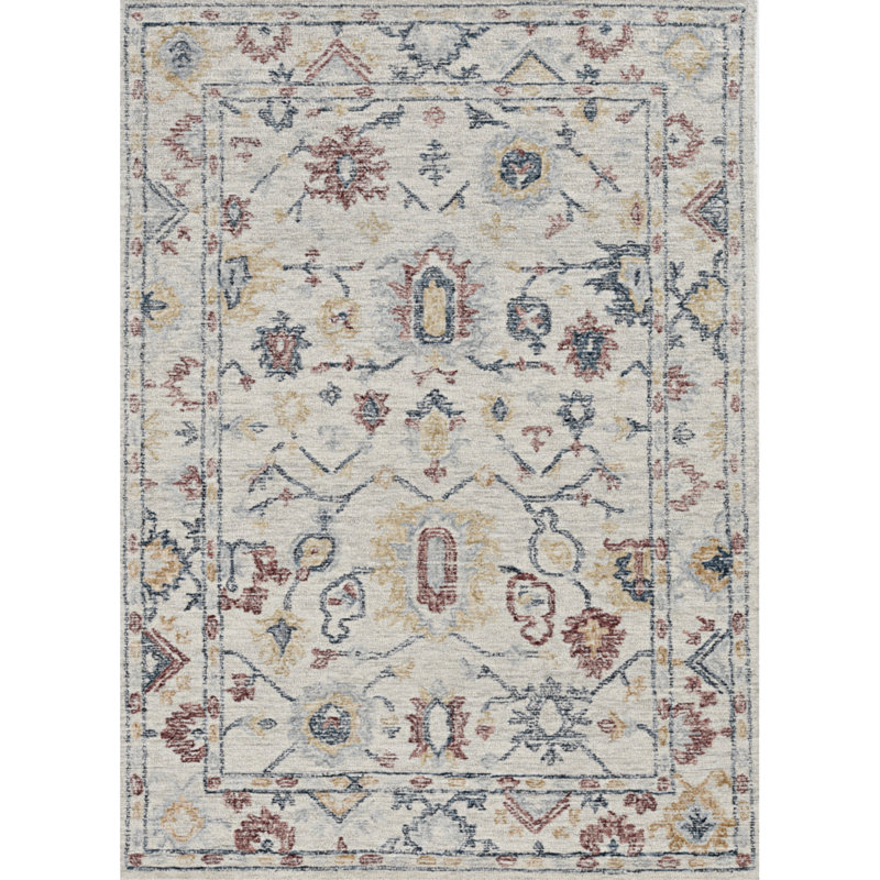 Ebeling Hand Tufted Wool Geometric Indoor Rug, Runner 2'3" x 8'