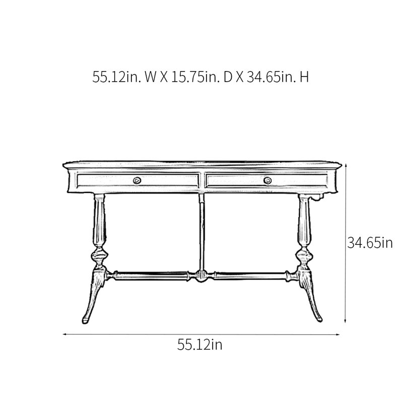 Console de style campagne rétro, H 34,65 po x l 55,12 po x P 15,75 po