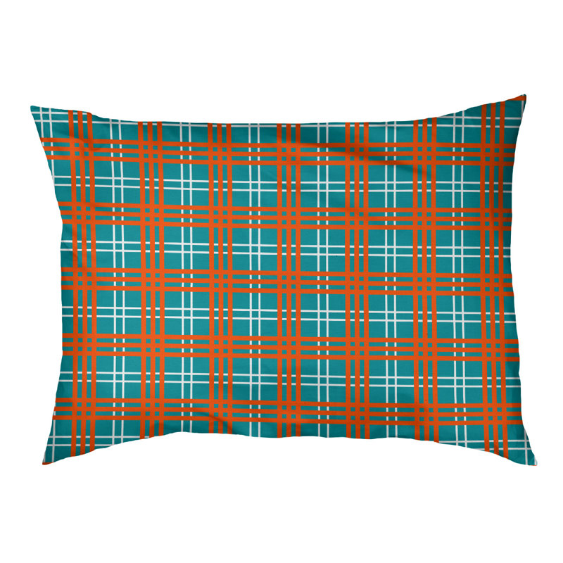 Oreiller d’intérieur luxueux Miami football, Turquoise / blanc / orange, Très grand (l 50 po x 40 po x p 6 po)