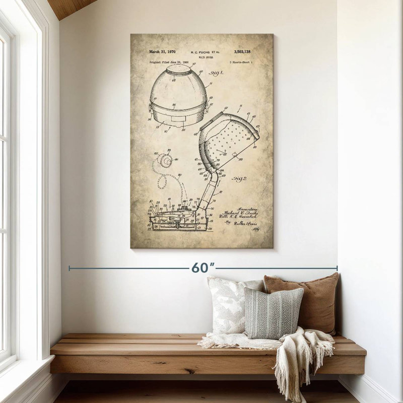 Hair Dryer 1970 Patent, 48" H x 32" W