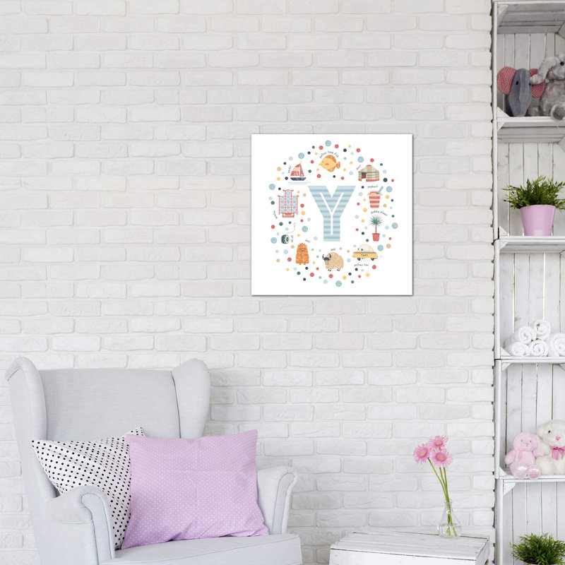Lettre Y - reproduction d'impression, Toile tendue, H 12 po x l 12 po x P 0,75 po, Pas de tapis