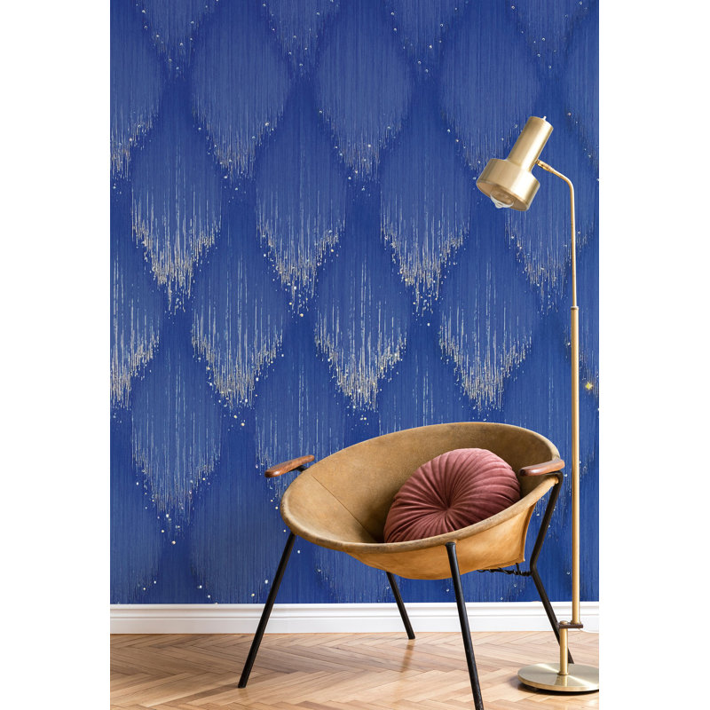 Galerie Fashion Icon Shimmer Rhinestone Stripes Wallpaper, Blue