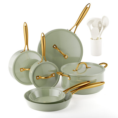 Alumi003 Caannasweis 15 Pieces Ceramic Cookware Set Nonstick Pots and Pans Set