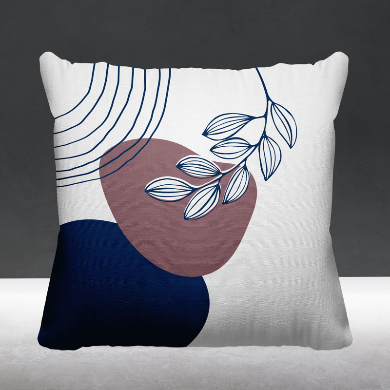 Coussin intérieur / extérieur Lupita, Mauve / bleu marine, L 19 po x H 19 po