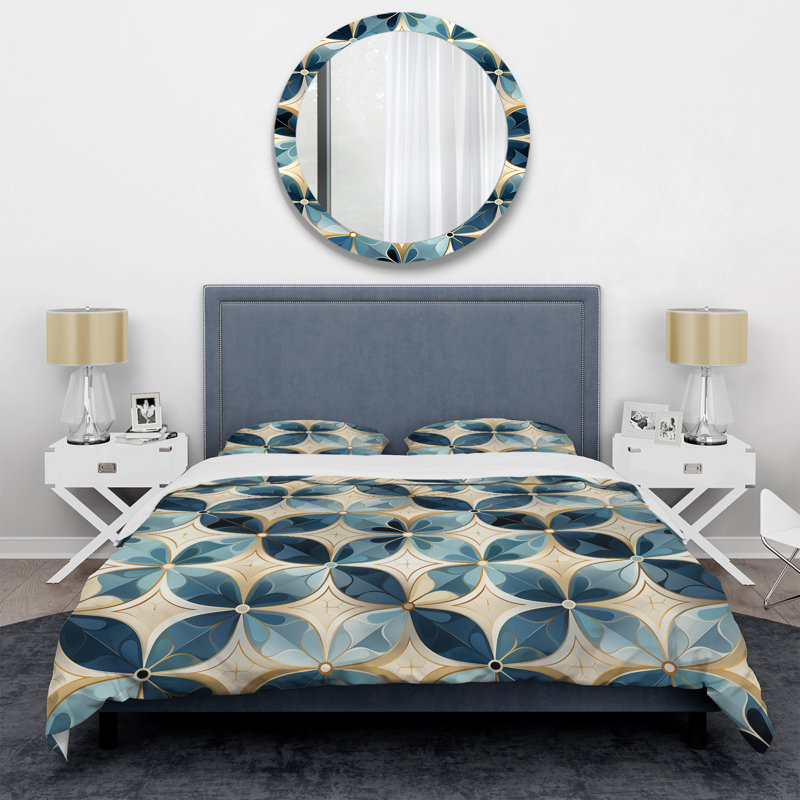 Ensemble de housse de couette Coastal Blue Tiles, Housse de couette pour très grand lit et 2 très