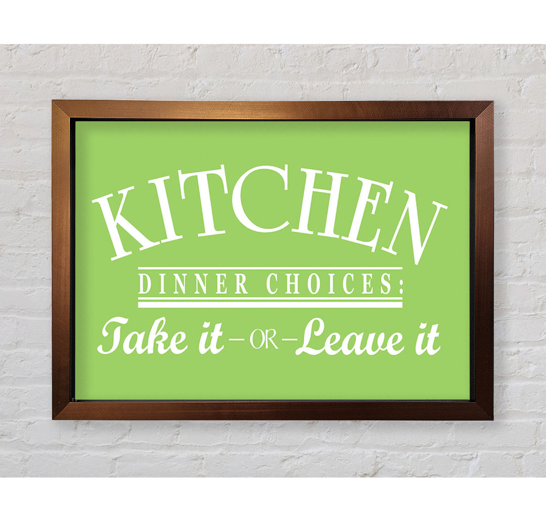 Zeba Kitchen Quote Dinner Choices Pink Gerahmter Druck Wandkunst