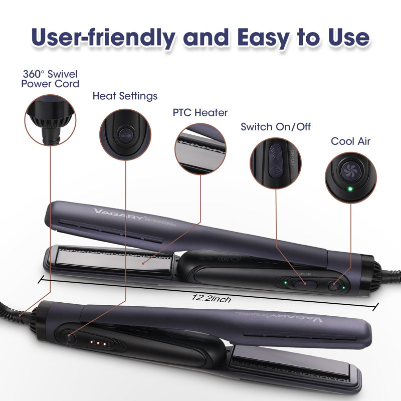 One-Step Air Hair Straightener - 3 Temperature Settings, Dual Voltage 110V-240V Auto-Shutdown