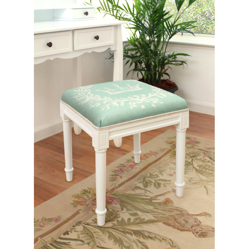 Tabouret de coiffeuse Crown, Blanc / aqua
