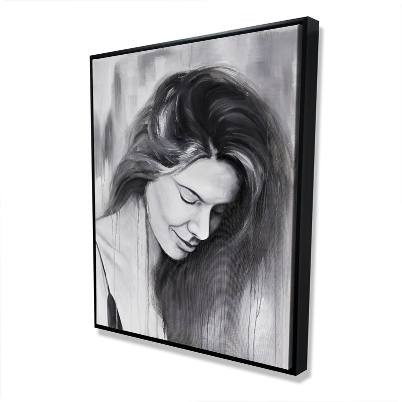 Portrait de femme souriante - Toile encadrée blanche pour le décor de la chambre à coucher