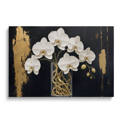 Reproduction sur toile d'une nature morte avec orchidée blanche et vase - 51 x 76 cm