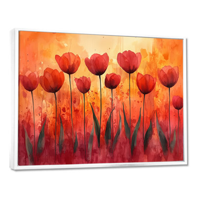 «Sunset Hues Tulips Field Horizon II», art mural de grandes tulipes