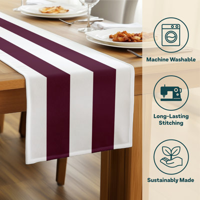 Burgundy Striped Table Runner 108" x 14"