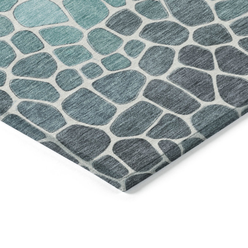 Machine Washable Indoor/Outdoor Husby ACN2190 Geometric Rug, Runner 2'3" x 7'6"